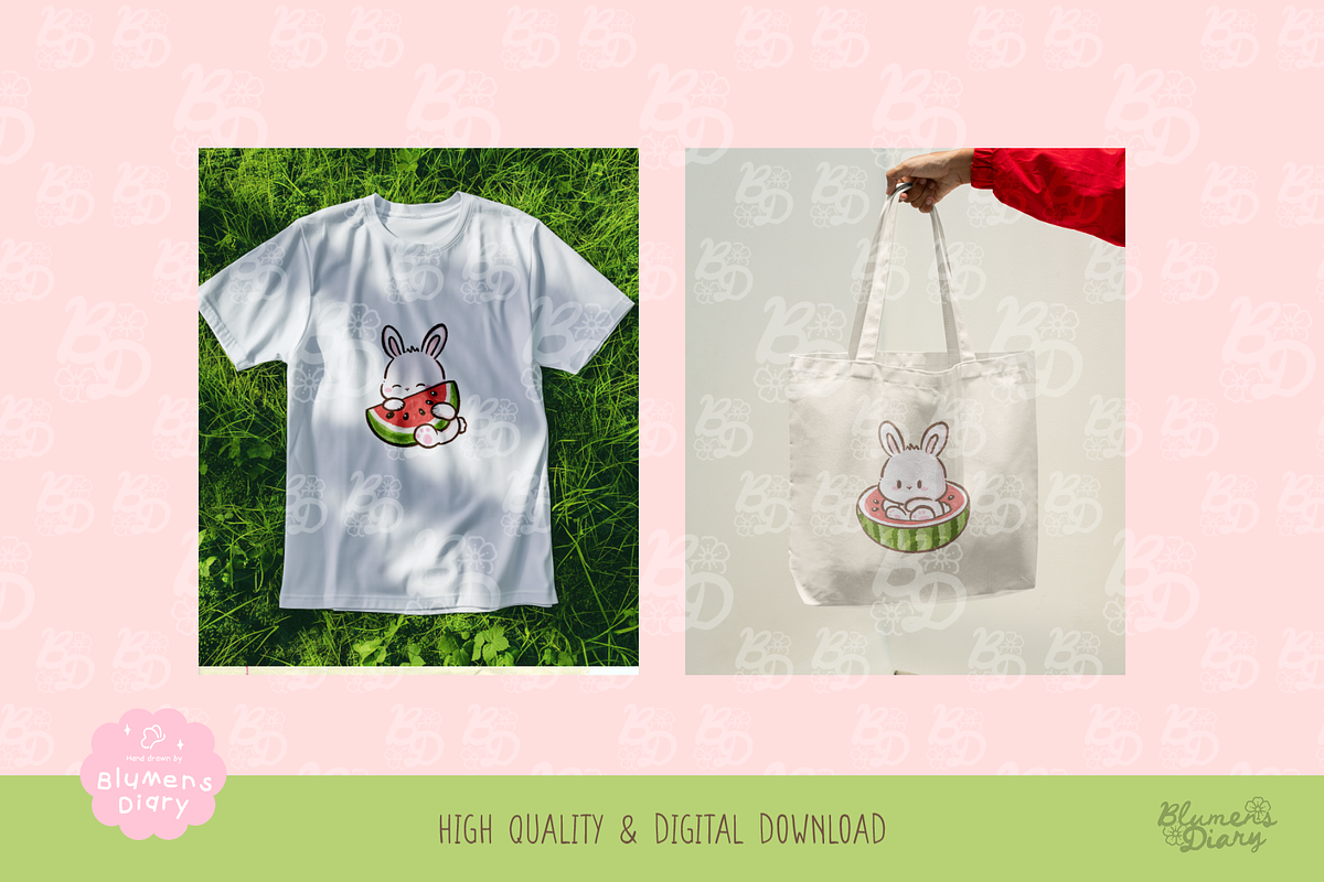 Sweet Watermelon Bunny Clipart, an Animal Illustration by Blumensdiary (Photo 4 of 6)