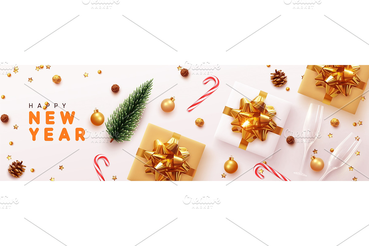 Happy New Year banner, a Decorative Illustration by Modern vector