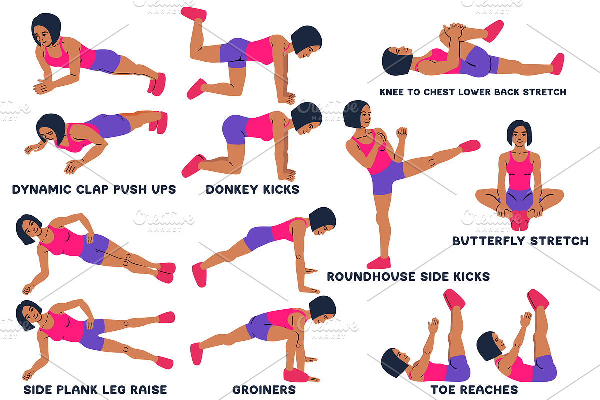 Sport exercises collection, a Healthcare Illustration by tamara.comotomka (Photo 7 of 8)