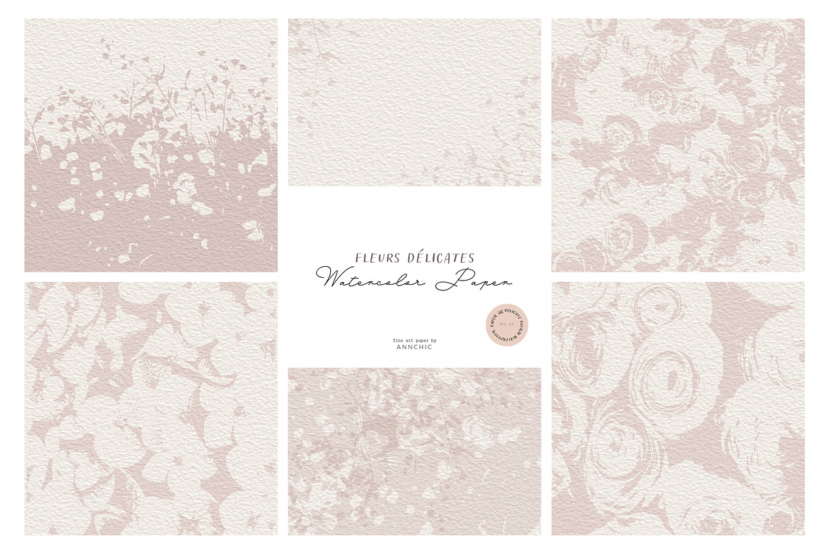 Watercolor floral patterns paper, a Texture Graphic by Anna Sokol (Photo 3 of 9)