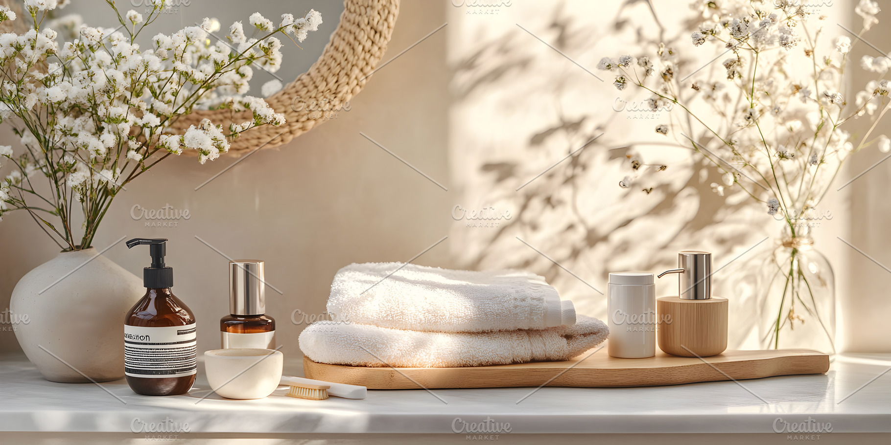Minimalist bathroom spa set with nat, an Architecture Photo by Photostock