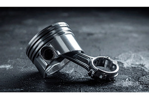 Shiny metal piston component placed, an Industrial Photo by Igor Tichonow