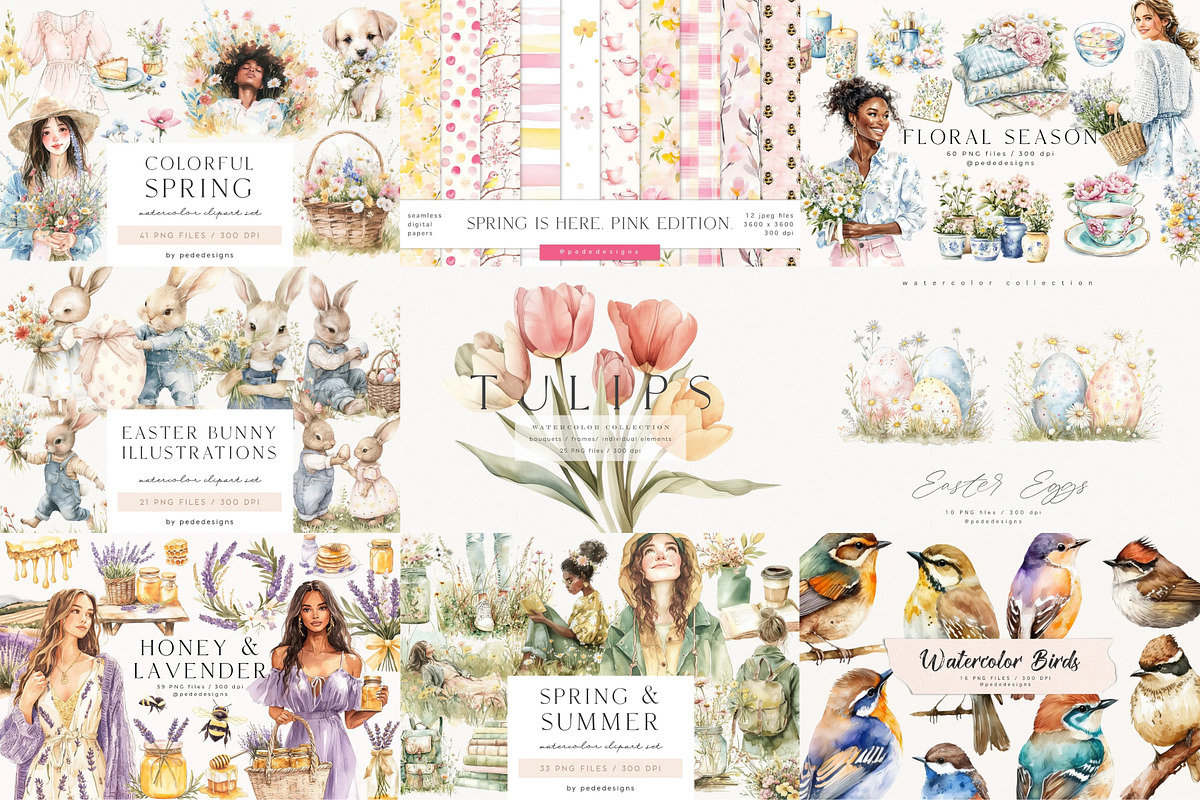 Spring & Easter Bundle, a Seasonal Illustration by PeDe Designs (Photo 6 of 13)