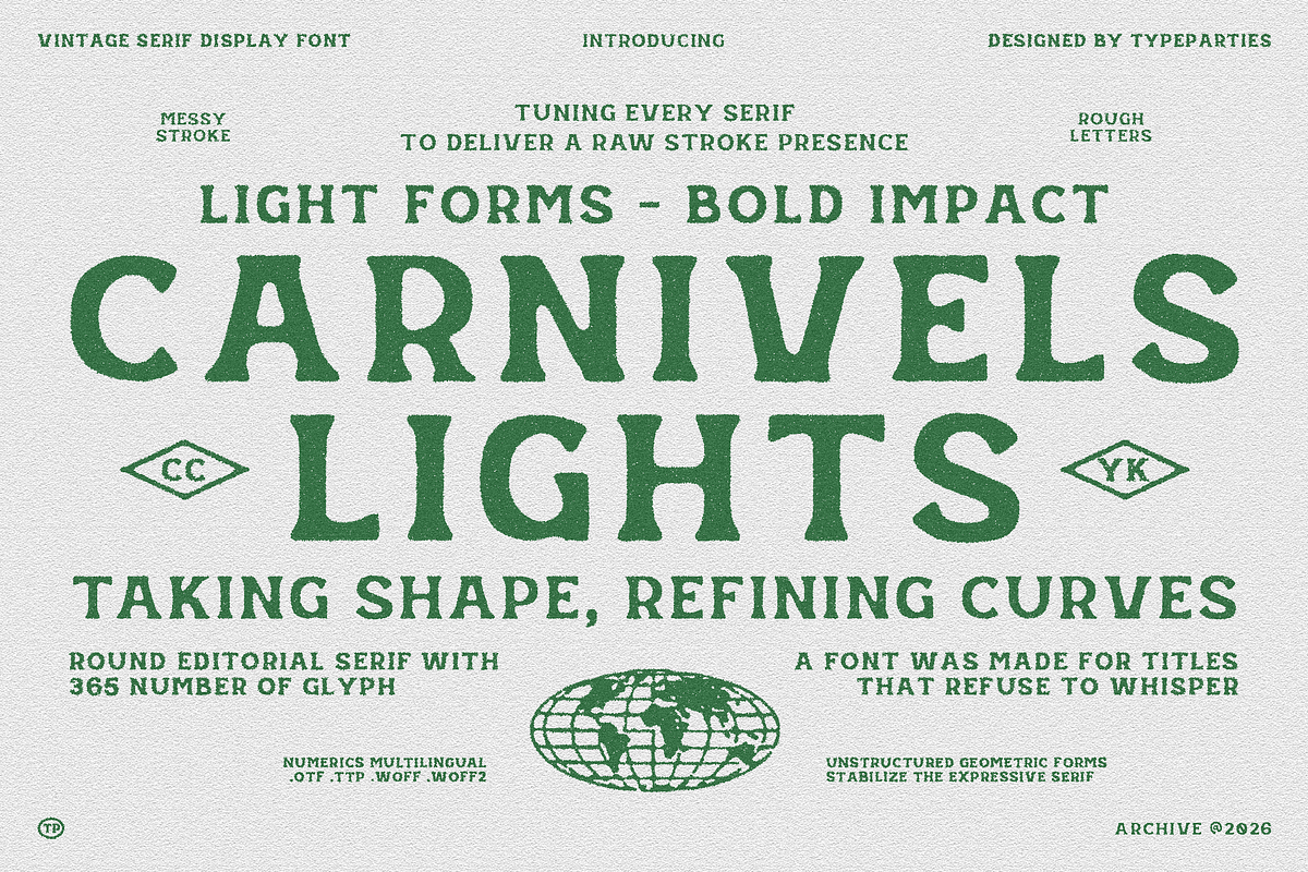 Carnivels Lights - Display Serif, a Serif Font by Typeparties (Photo 1 of 9)