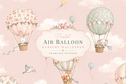 Pastel Air Balloon Nursery Wallpaper, a Wallpaper Graphic by by creative paper (Thumbnail 1 of 14)