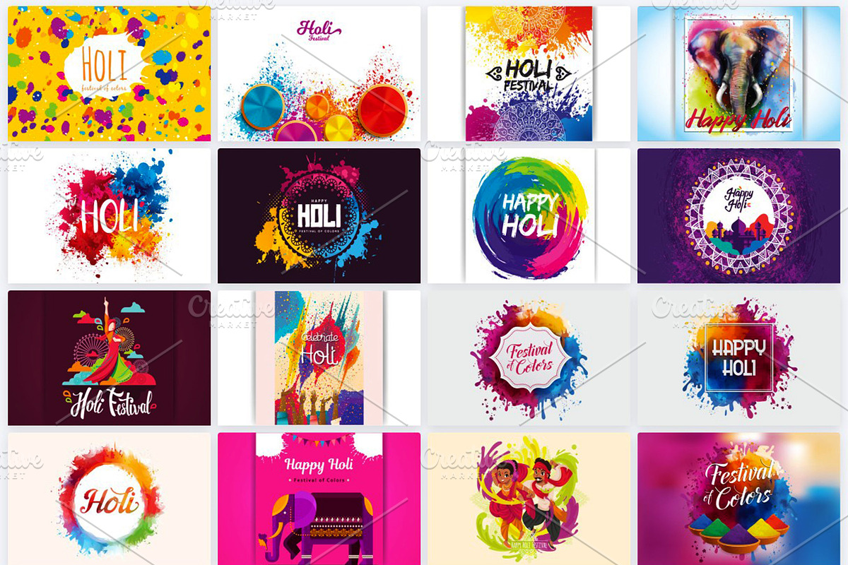 Holi Festival Backgrounds Collection, an Illustration by naem021 (Photo 3 of 10)