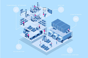 Logistics Isometric Concept, a Finance Illustration by alexdndz