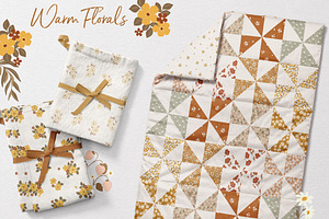 Warm Florals Pattern & Clipart