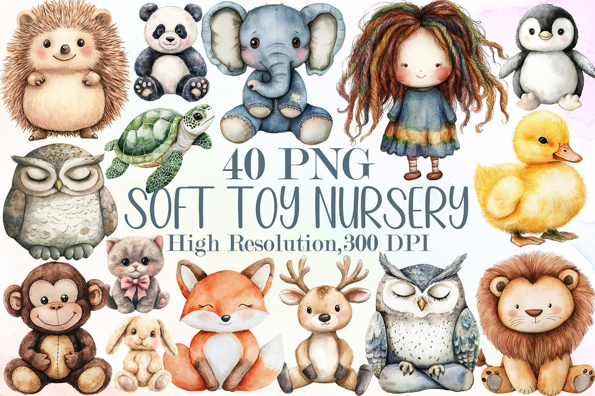Soft Toy Nursery Clipart Set, an Illustration by Sublimation Artist (Photo 1 of 6)
