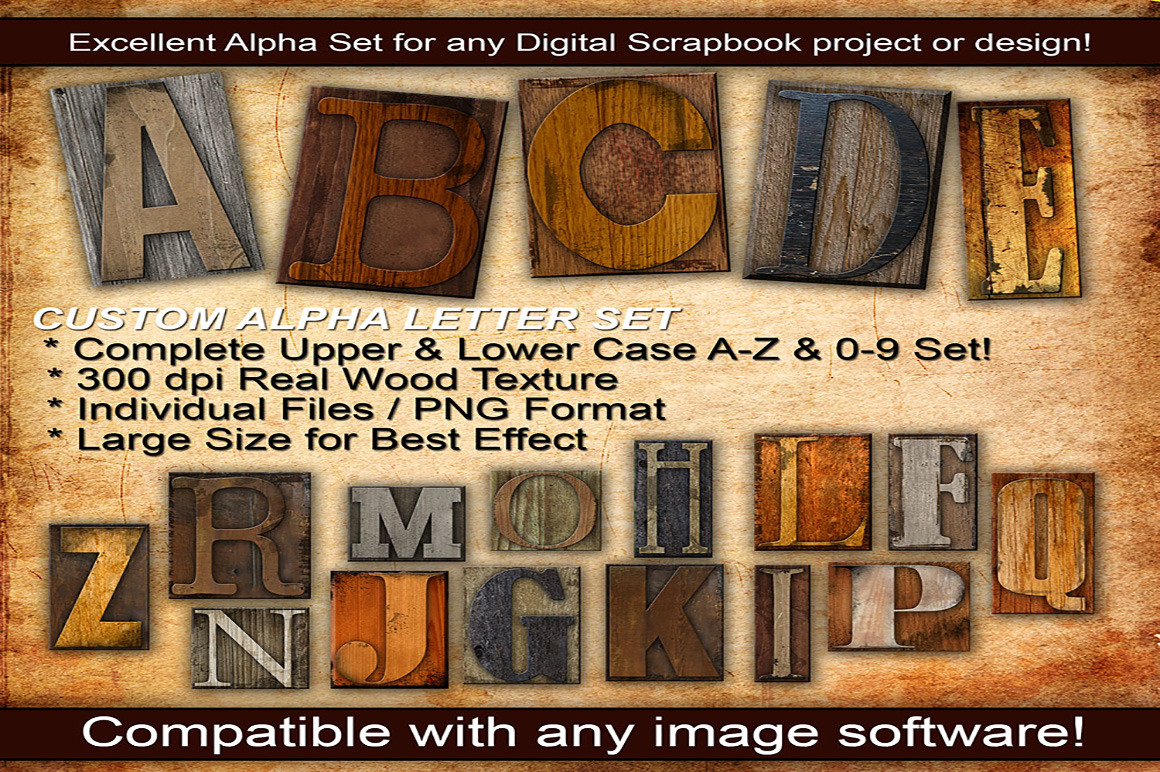 Wood Letter Press Custom Alpha Set, an Object Graphic by TheGraphicOutlet