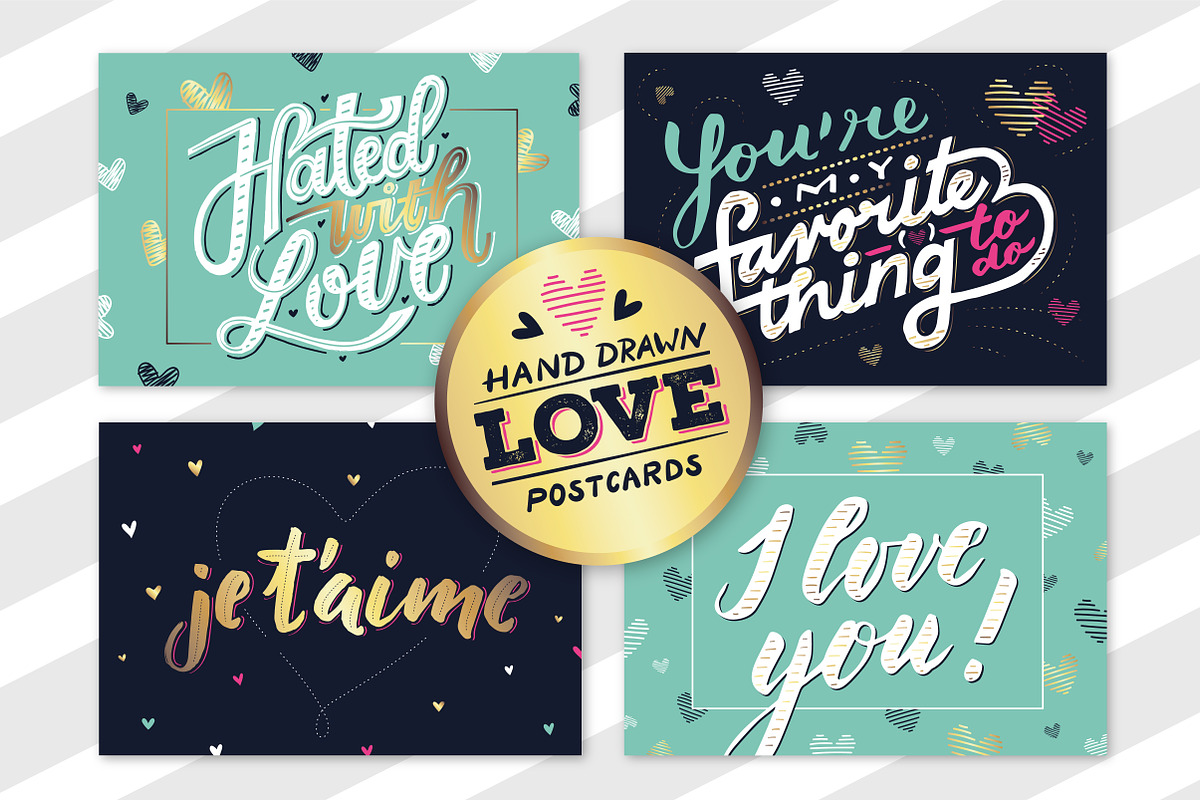 Love lettering | Valentine's Cards, a Graphic by Alexandra Deus (Photo 3 of 5)