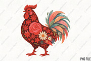 Western Floral Chicken Valentine PNG, an Illustration by CraftArtStudio (Thumbnail 1 of 4)