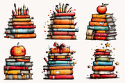 Back to School Book Stack Clipart, a Seasonal Illustration by Designworld (Thumbnail 5 of 8)