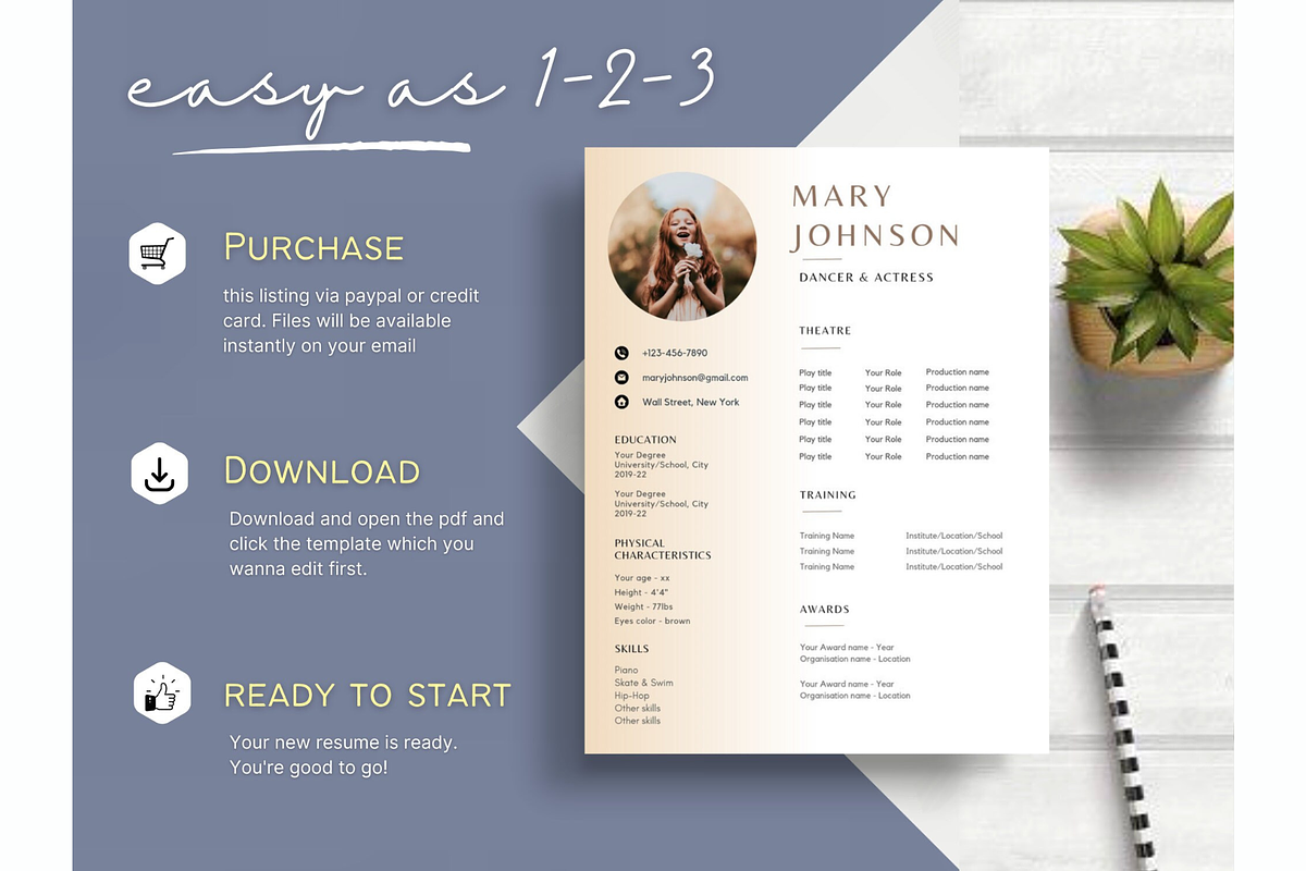 Child Actor Resume Template CANVA, a Resume Template by Climbwithelevator (Photo 8 of 8)