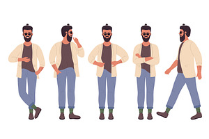 Trendy Hipster Poses in Casual, an Object Illustration by Flashvector