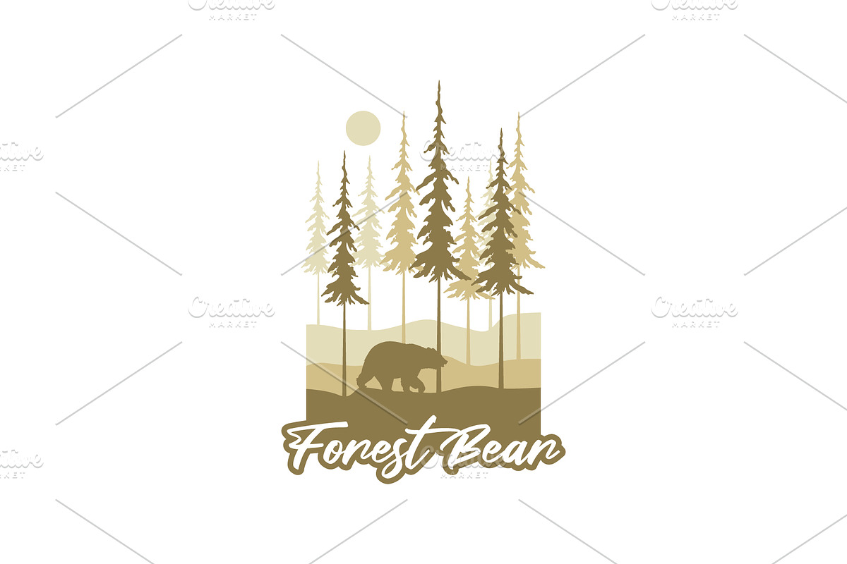Pine Forest With Bear Evergreen Logo, a Branding & Logo Template by Atlantis X Nurman Arbai (Photo 1 of 2)