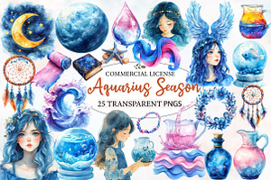 Aquarius Season Clipart, an Illustration by Designworld