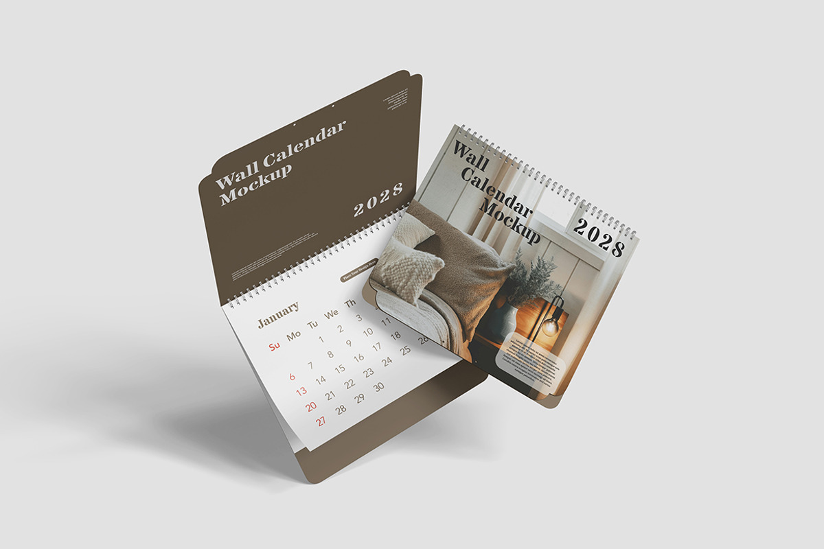 Modern Wall Calendar Mockup, an Advertising Mockup by Indah (Photo 6 of 6)