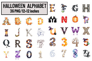 Halloween Alphabet, an Illustration by Design Market