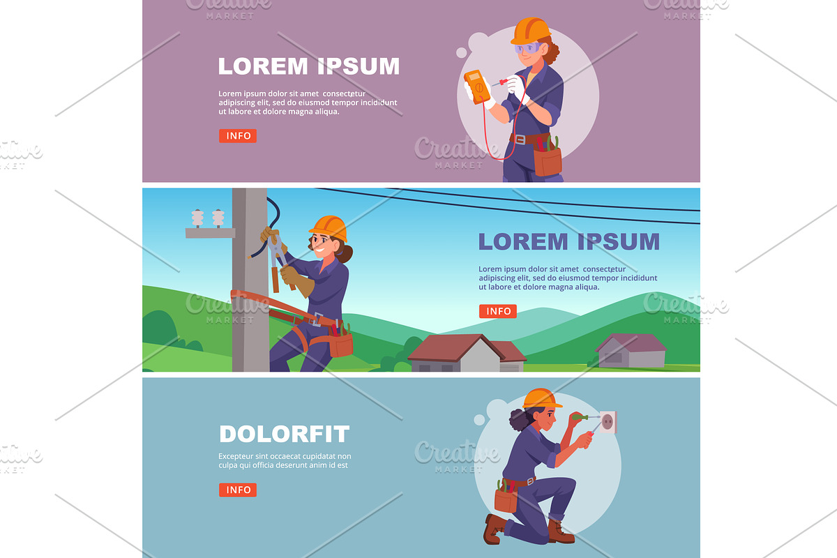 Electrician girls. horizontal, a Technology Illustration by Onyx