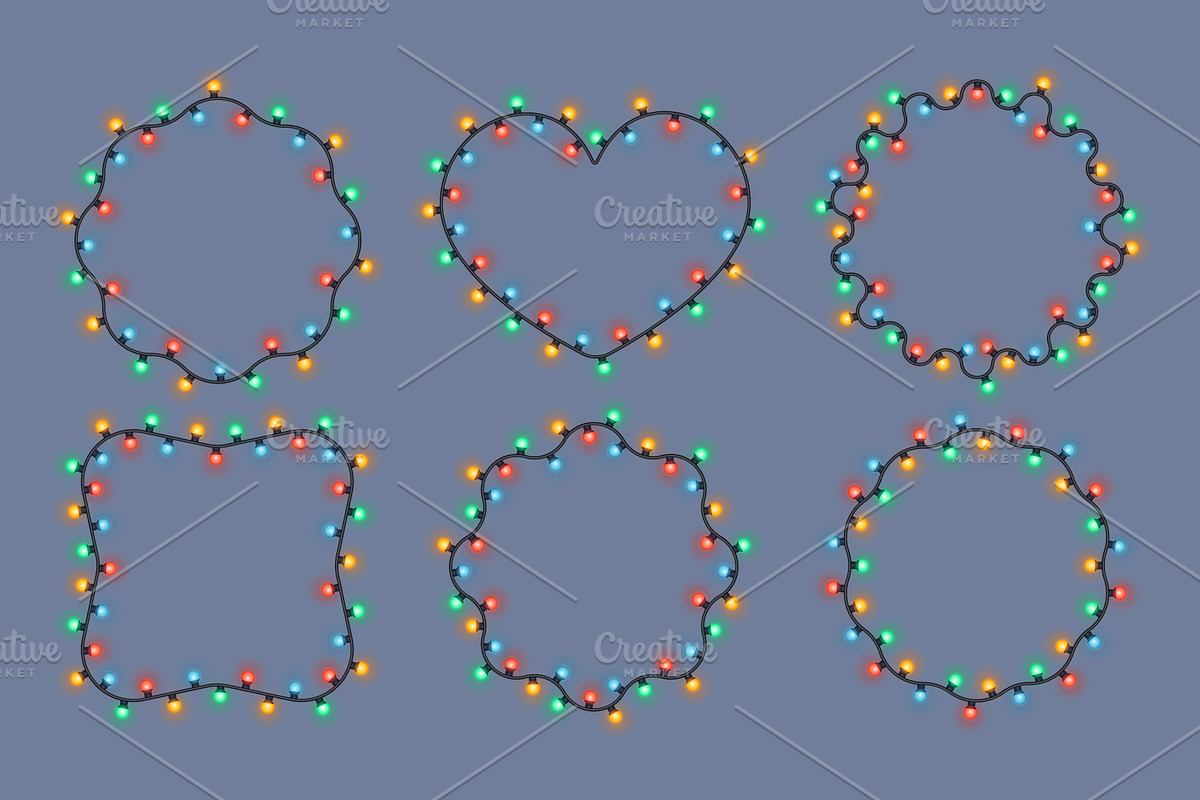 Garlands of Christmas lights frames, a Decorative Illustration by Yayasya (Photo 2 of 3)