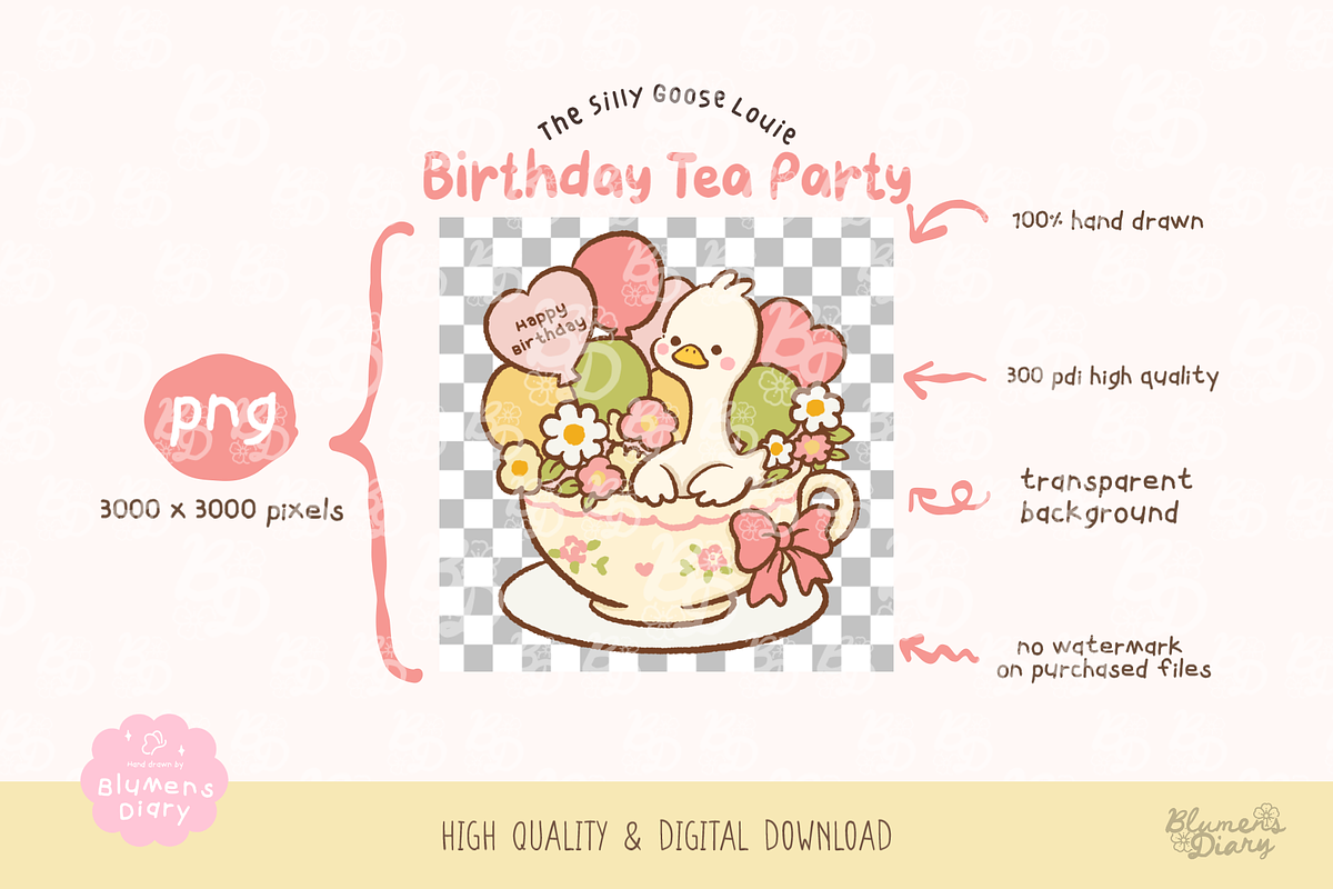 Birthday Tea Party Goose Clipart, an Animal Illustration by Blumensdiary (Photo 3 of 6)