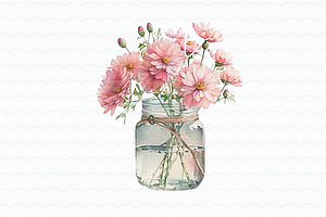 Flowers In Jar Watercolor