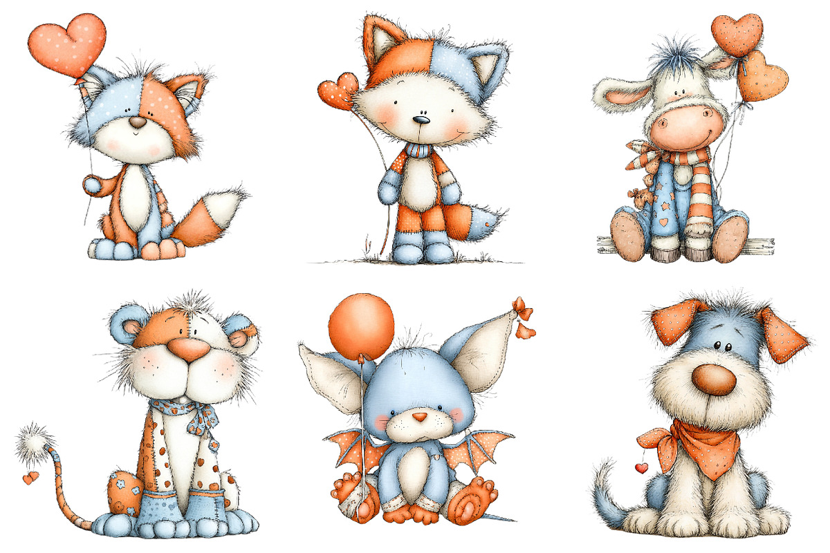 Valentine Patchwork Animal Clipart, a Graphic by CitraGraphics (Photo 3 of 4)