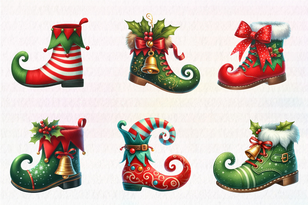 Christmas Elf Shoes Clipart, an Illustration by CreationArt (Photo 3 of 5)