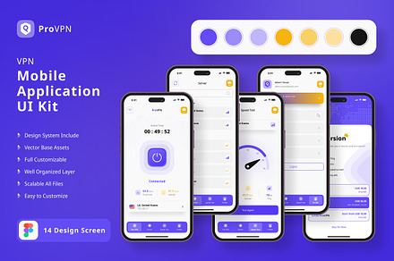 VPN App Mobile UI KIT, an App Template by UICreative