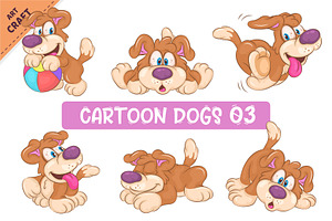 Set of Cartoon Dogs 03. Clipart.