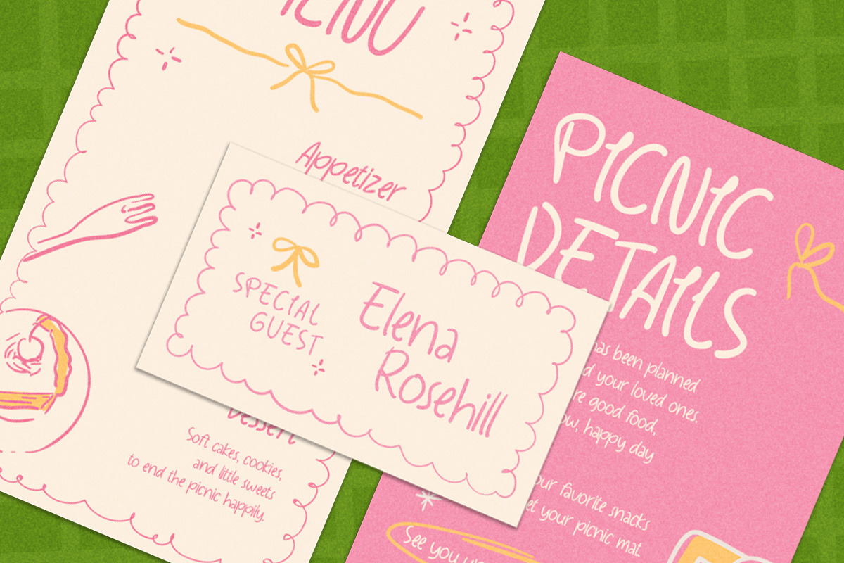 Lovely Picnic Handwritten - 4 Styles, a Handwritten Font by Littlehand (Photo 4 of 9)