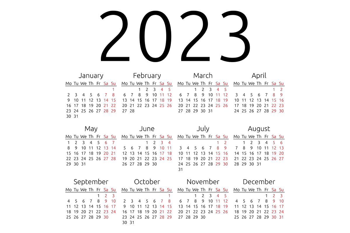 Vector calendar 2023, Monday, a Graphic by inimalGraphic