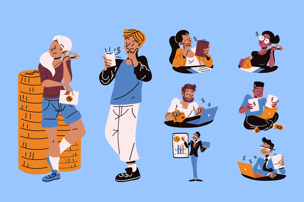 People Finance Tax Illustration Set