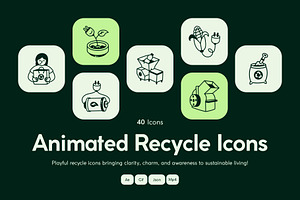 Animated Recycle Doodle Art Set, an Outline Icon by Vectors Market