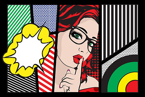 Pop Art Woman Card Quiet Please.