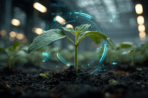 Young Plant Sprout Growing Technolog, a Photo by Pixeness Studio