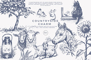 vintage clipart farm animals set, a Decorative Illustration by Patishop Art (Thumbnail 1 of 10)