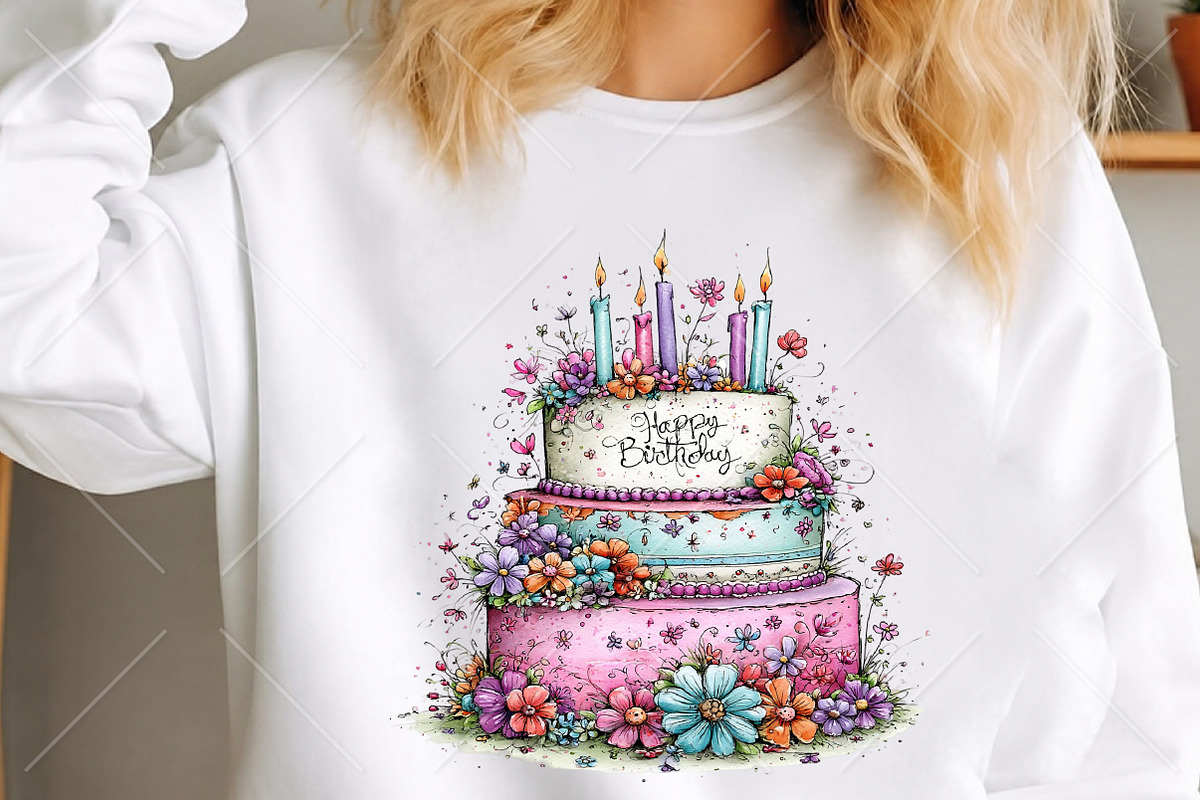 Watercolor Birthday Clipart Bundle, a Seasonal Illustration by Canvas Craft (Photo 5 of 10)