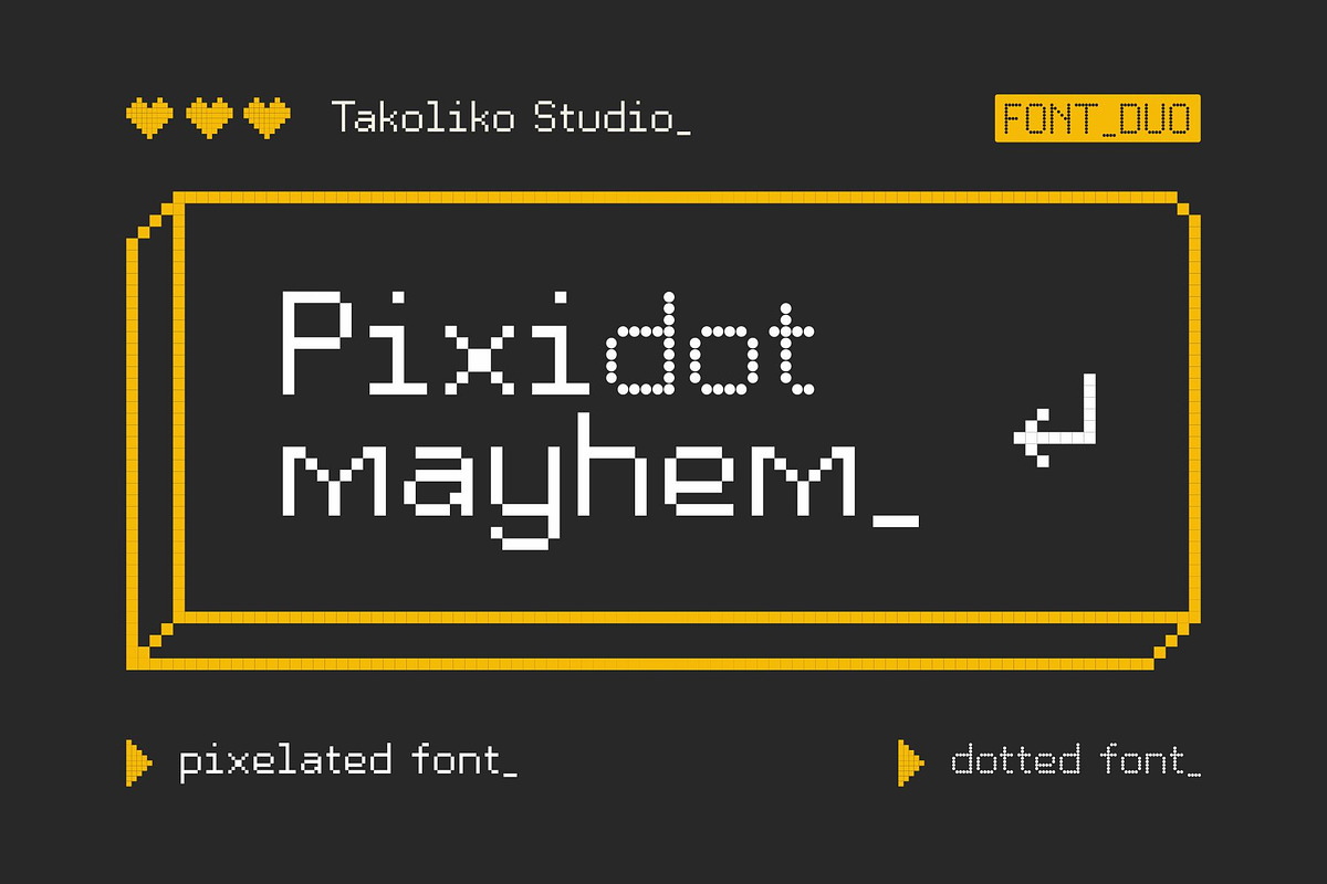 Pixidot mayhem, a Symbol Font by takoliko (Photo 1 of 13)
