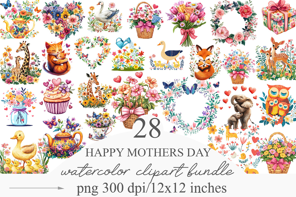 Happy Mother's Day Clipart, an Illustration by Designking (Photo 1 of 5)