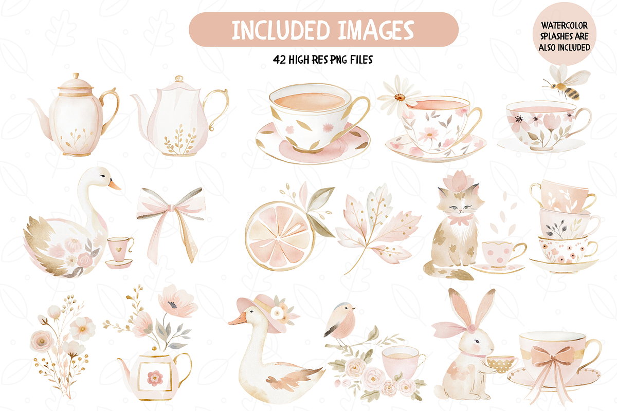 Tea Time Watercolor Clipart Bundle, an Illustration by TatiMockup (Photo 3 of 5)