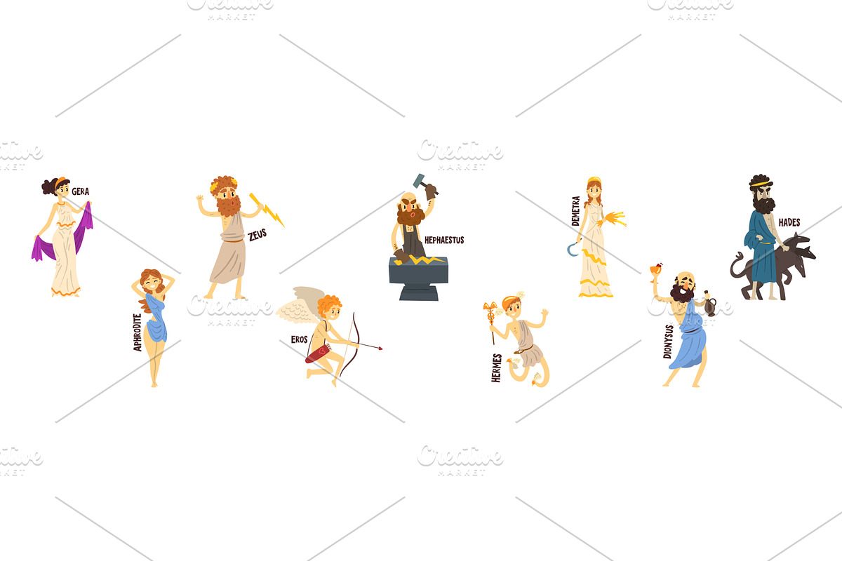 Greek God as Ancient Mythology and, a Person Illustration by TopVectors