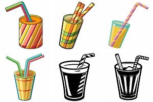 Drinks with Straws in Various Cups, an Object Graphic by Billah Hub