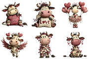 Whimsical Valentine Cow Clipart, an Illustration by DreamArtGraphic (Thumbnail 5 of 5)