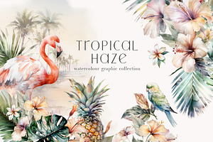 Tropical Haze Watercolor Clipart Set