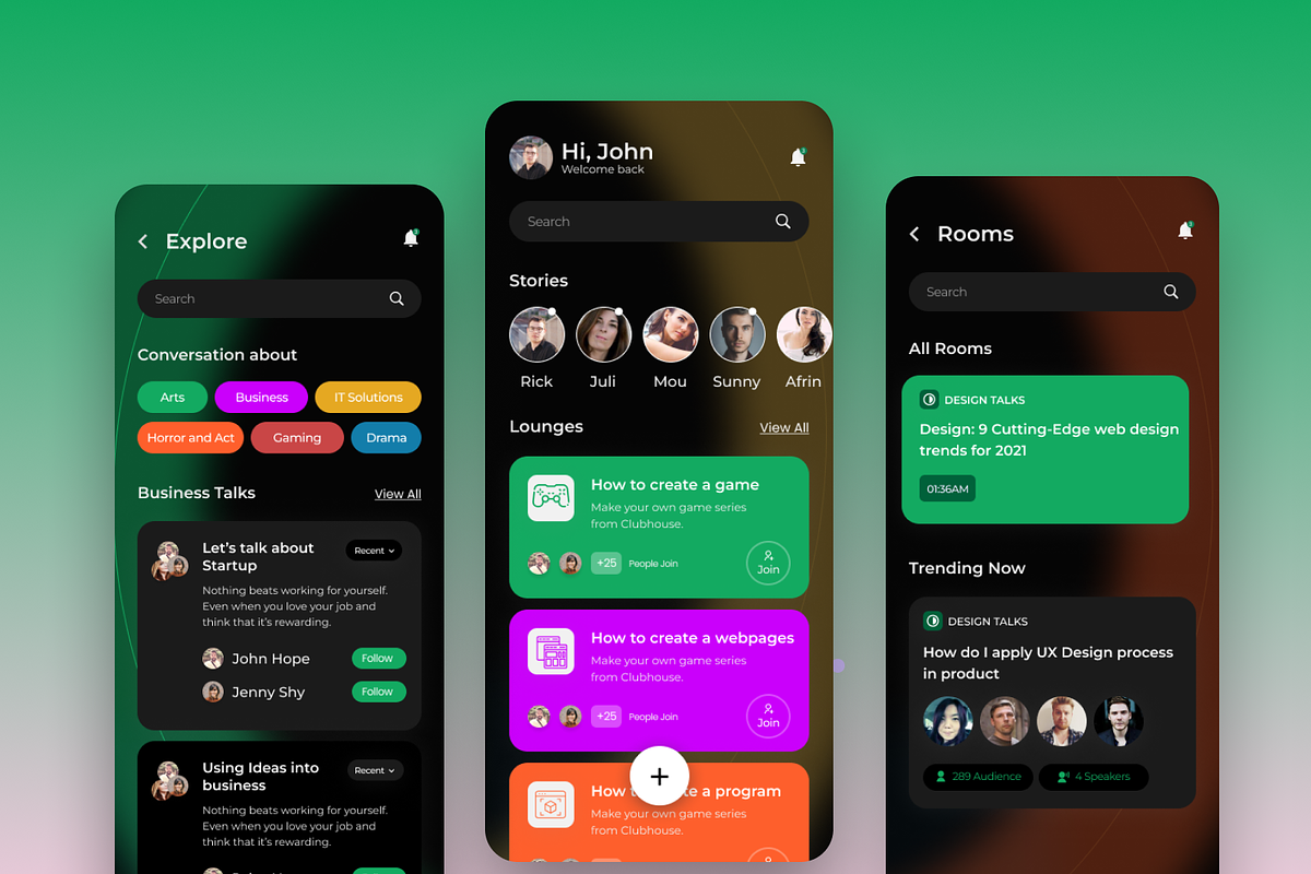 Club House App UI kit, an UI Kit Template by Sujun Baidyaa (Photo 2 of 2)