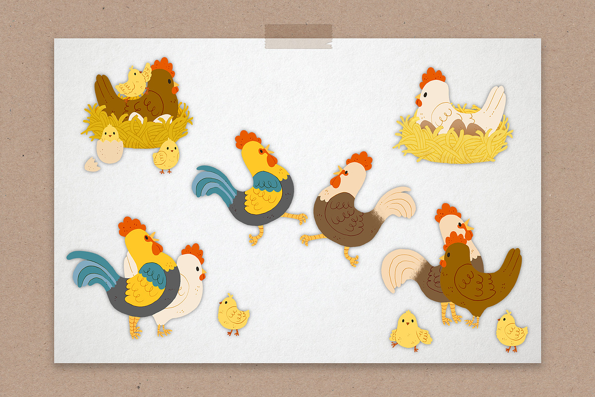 Funny chickens farm clipart, an Animal Illustration by LukaJreym (Photo 3 of 7)
