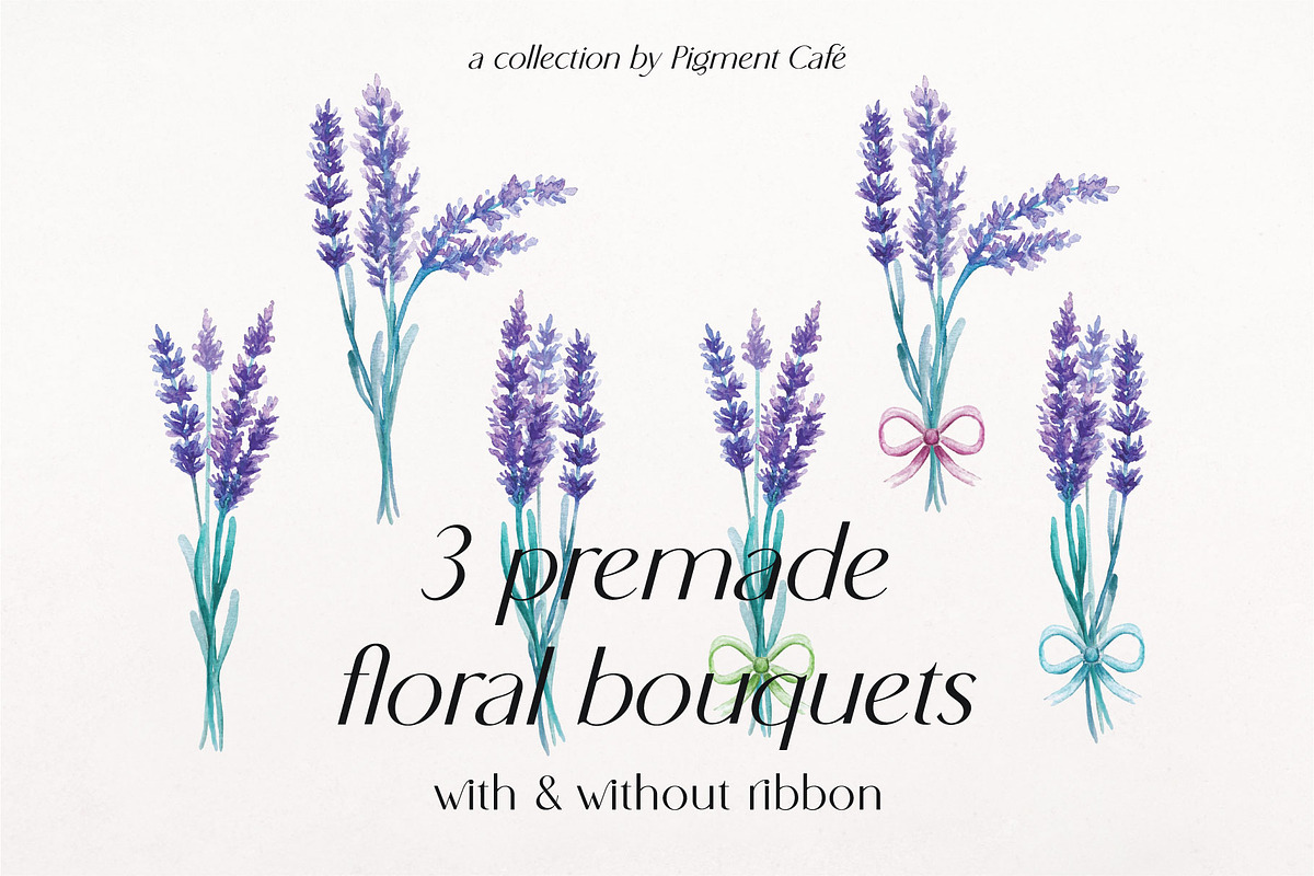 My Fair Lavender Watercolor Florals, a Seasonal Illustration by Pigment Café (Photo 5 of 7)