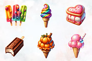 Ice Cream Watercolor Cliparts, an Illustration by RobertsArt (Thumbnail 2 of 8)
